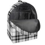 White And Black Tartan Pattern Print Backpack