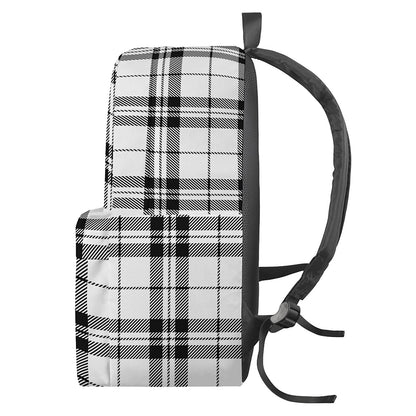 White And Black Tartan Pattern Print Backpack