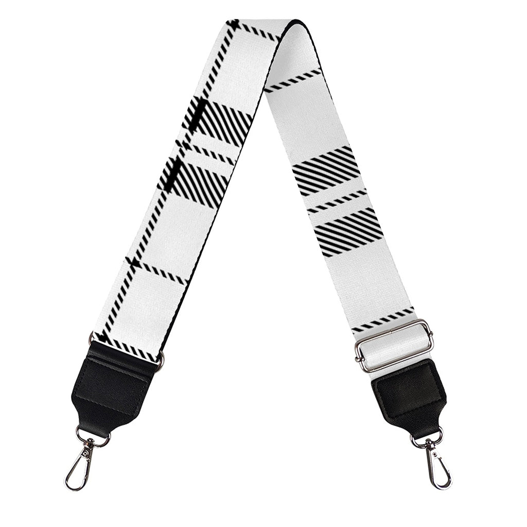 White And Black Tartan Pattern Print Bag Strap