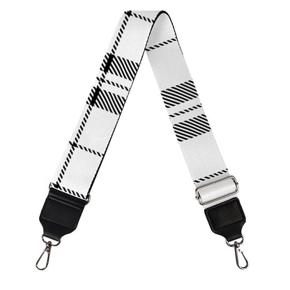 White And Black Tartan Pattern Print Bag Strap