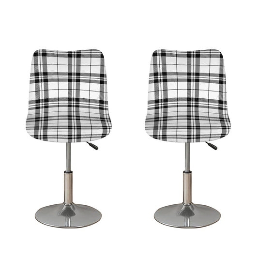 White And Black Tartan Pattern Print Bar Stool Covers