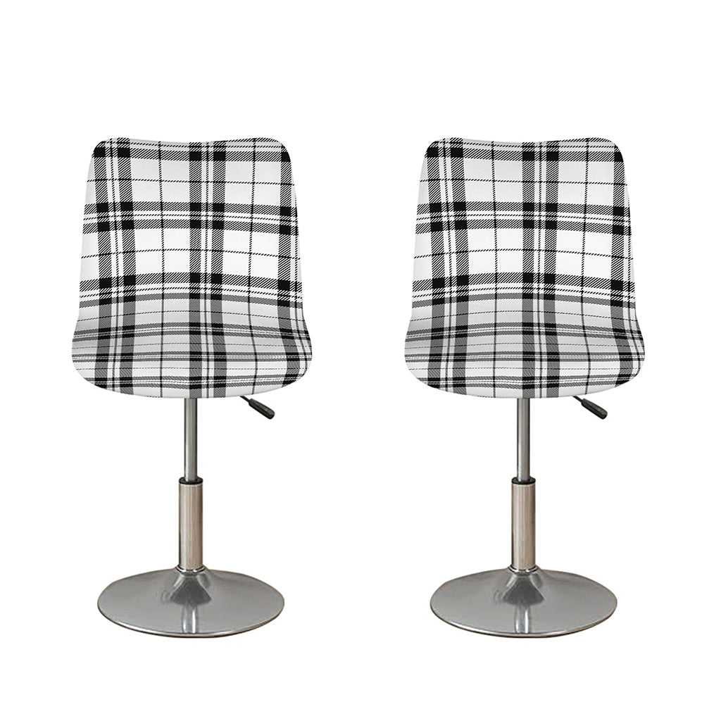 White And Black Tartan Pattern Print Bar Stool Covers
