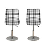 White And Black Tartan Pattern Print Bar Stool Covers