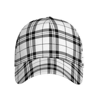 White And Black Tartan Pattern Print Baseball Cap