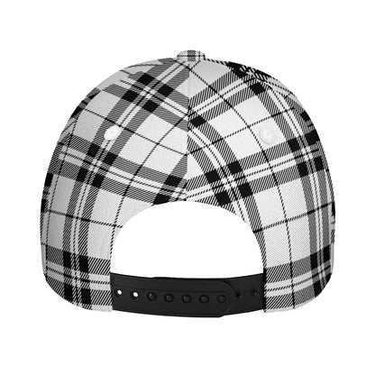 White And Black Tartan Pattern Print Baseball Cap