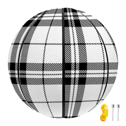 White And Black Tartan Pattern Print Basketball