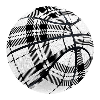 White And Black Tartan Pattern Print Basketball