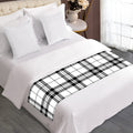 White And Black Tartan Pattern Print Bed Runner