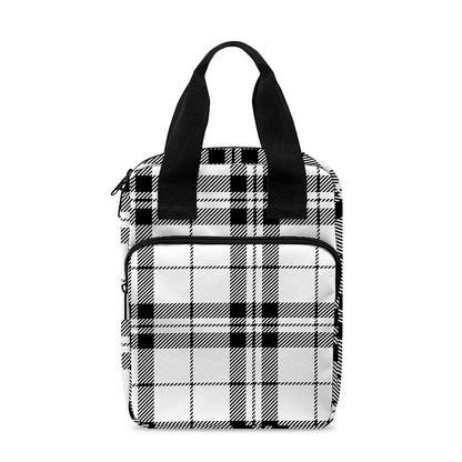 White And Black Tartan Pattern Print Bible Tote Bag