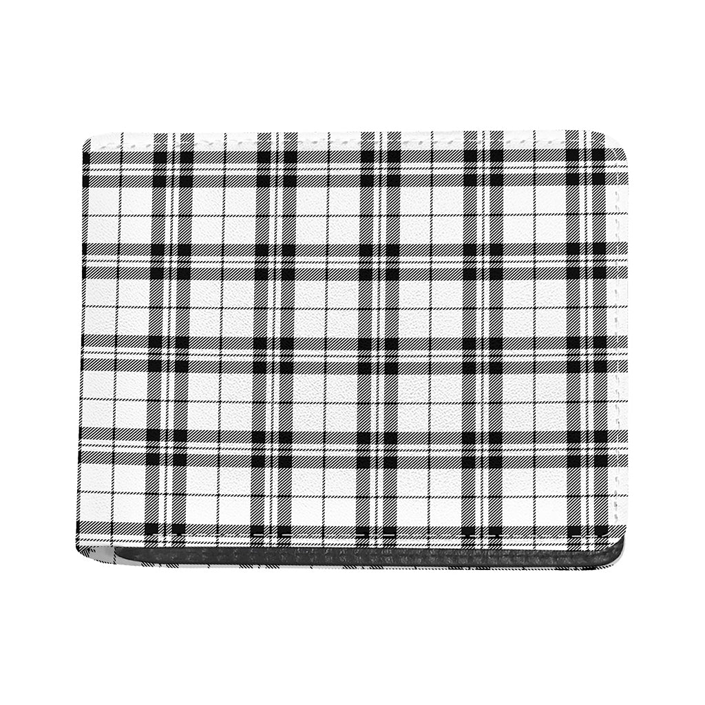 White And Black Tartan Pattern Print Bifold Wallet