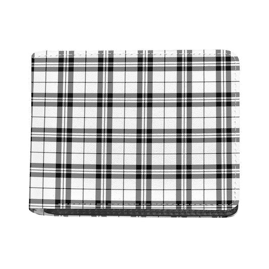 White And Black Tartan Pattern Print Bifold Wallet