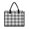 White And Black Tartan Pattern Print Canvas Tote Bag