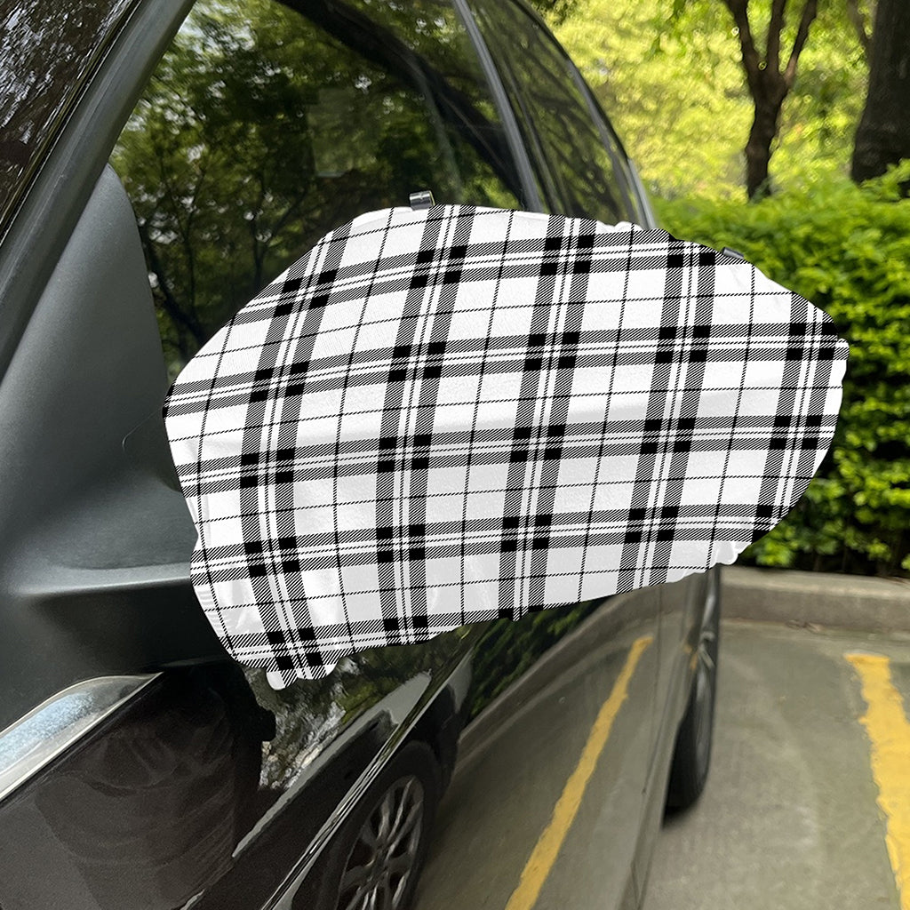 White And Black Tartan Pattern Print Car Side Mirror Covers