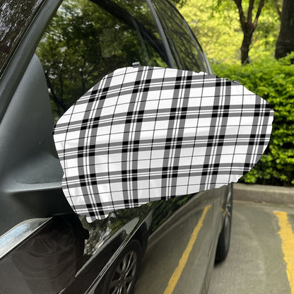 White And Black Tartan Pattern Print Car Side Mirror Covers