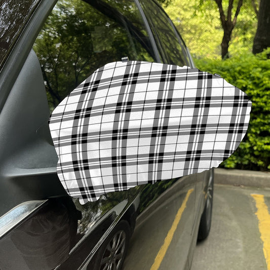 White And Black Tartan Pattern Print Car Side Mirror Covers