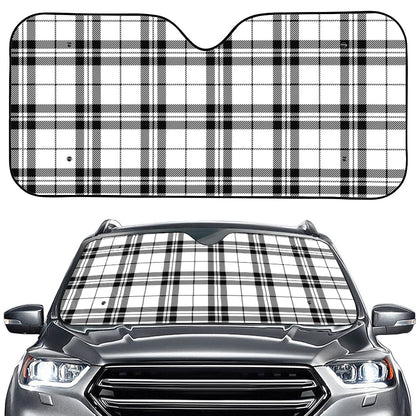 White And Black Tartan Pattern Print Car Windshield Sun Shade