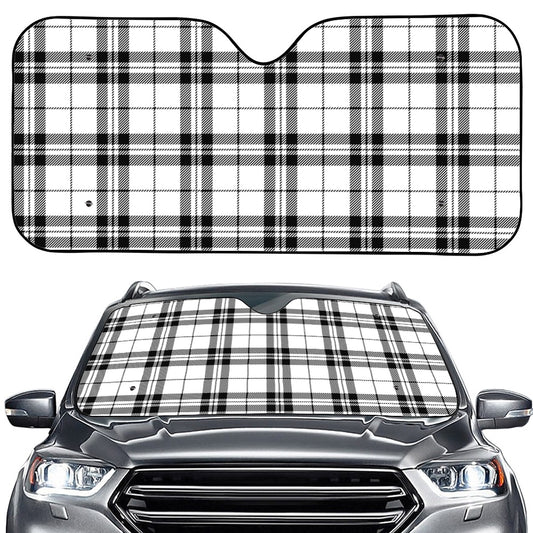 White And Black Tartan Pattern Print Car Windshield Sun Shade