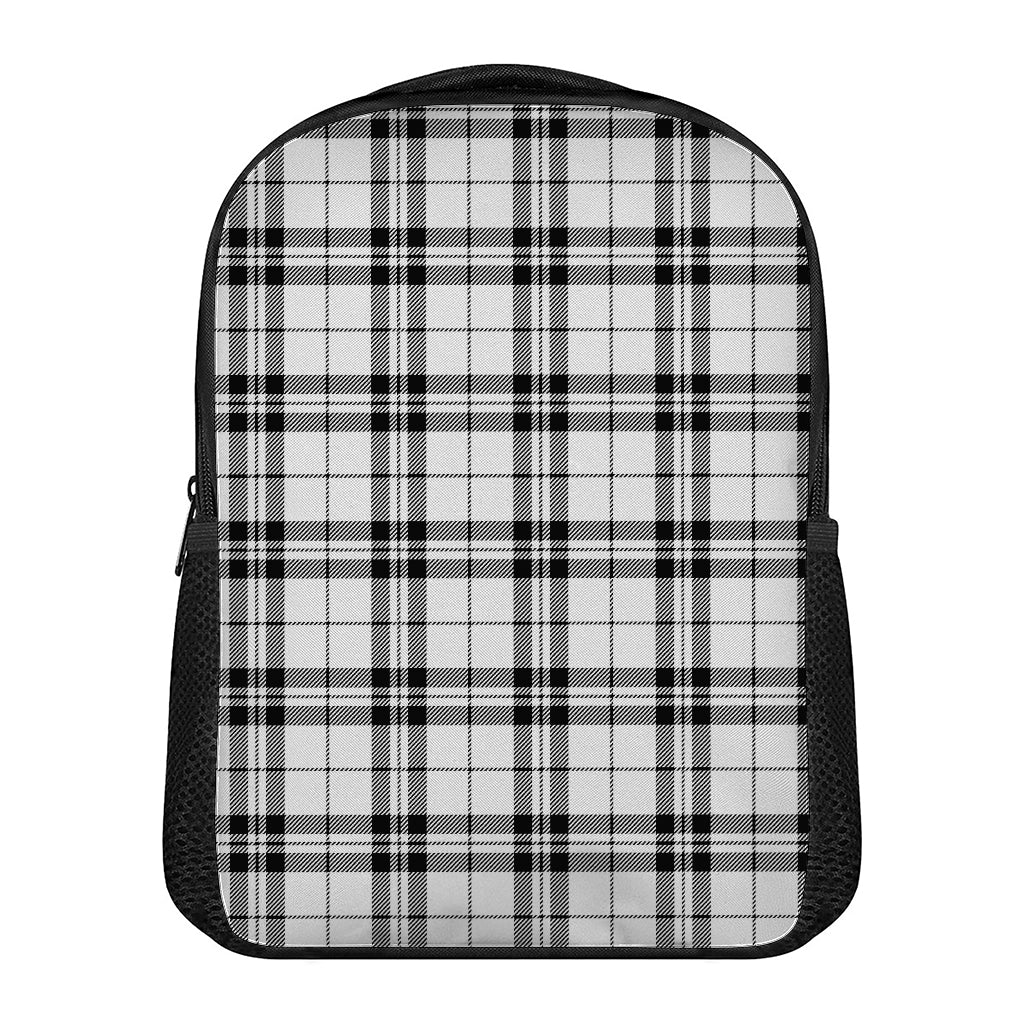 White And Black Tartan Pattern Print Casual Backpack