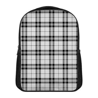 White And Black Tartan Pattern Print Casual Backpack