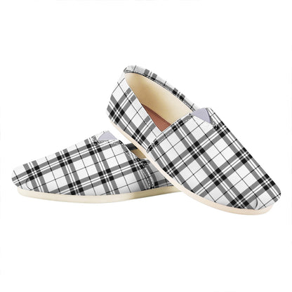 White And Black Tartan Pattern Print Casual Shoes