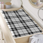 White And Black Tartan Pattern Print Changing Pad Cover
