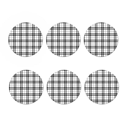 White And Black Tartan Pattern Print Coaster Set