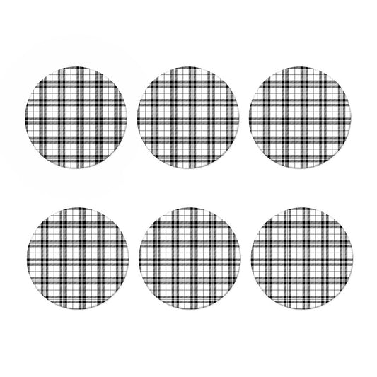 White And Black Tartan Pattern Print Coaster Set