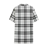 White And Black Tartan Pattern Print Cotton Hawaiian Shirt