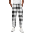 White And Black Tartan Pattern Print Cotton Sweatpants