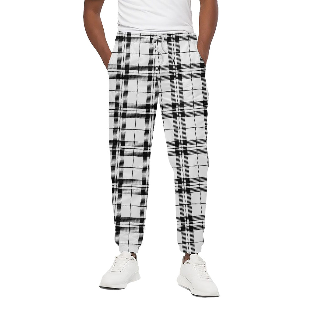 White And Black Tartan Pattern Print Cotton Pants