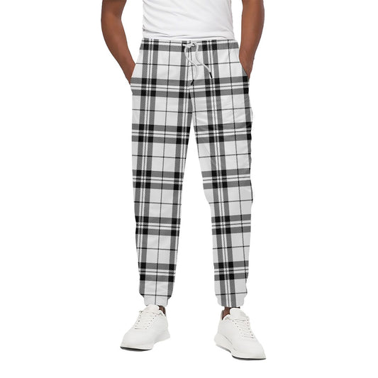 White And Black Tartan Pattern Print Cotton Pants
