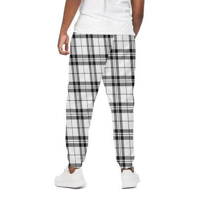 White And Black Tartan Pattern Print Cotton Pants