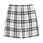 White And Black Tartan Pattern Print Cotton Shorts