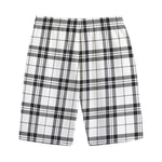 White And Black Tartan Pattern Print Cotton Shorts