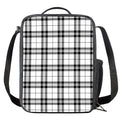 White And Black Tartan Pattern Print Crossbody Lunch Bag