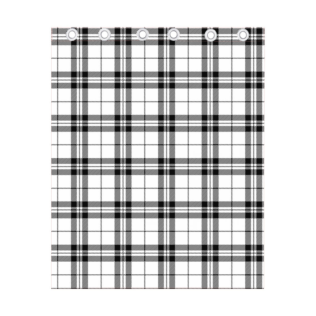 White And Black Tartan Pattern Print Curtain