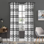 White And Black Tartan Pattern Print Curtain