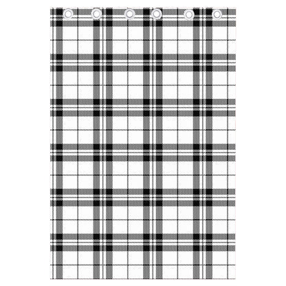 White And Black Tartan Pattern Print Curtain