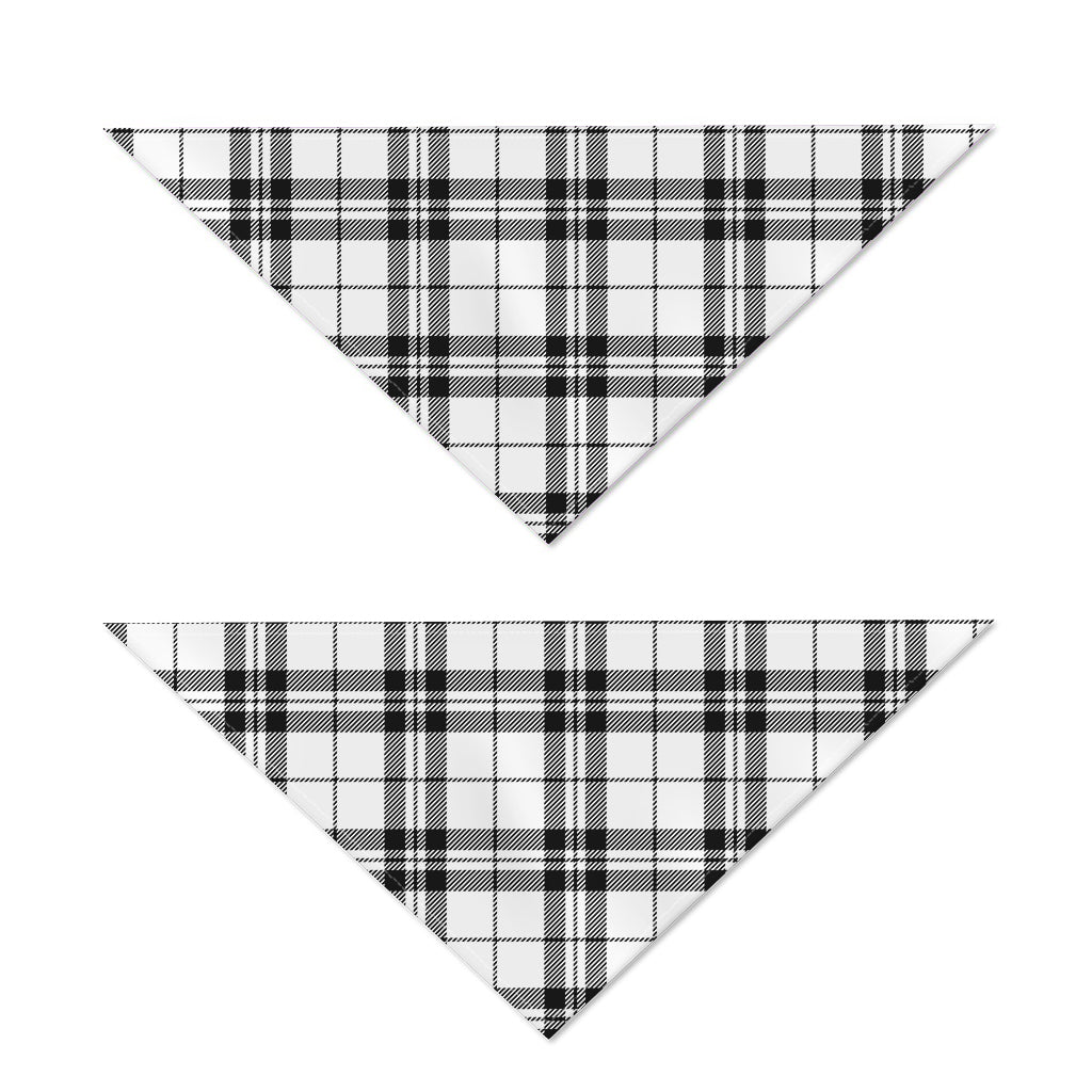White And Black Tartan Pattern Print Dog Bandana