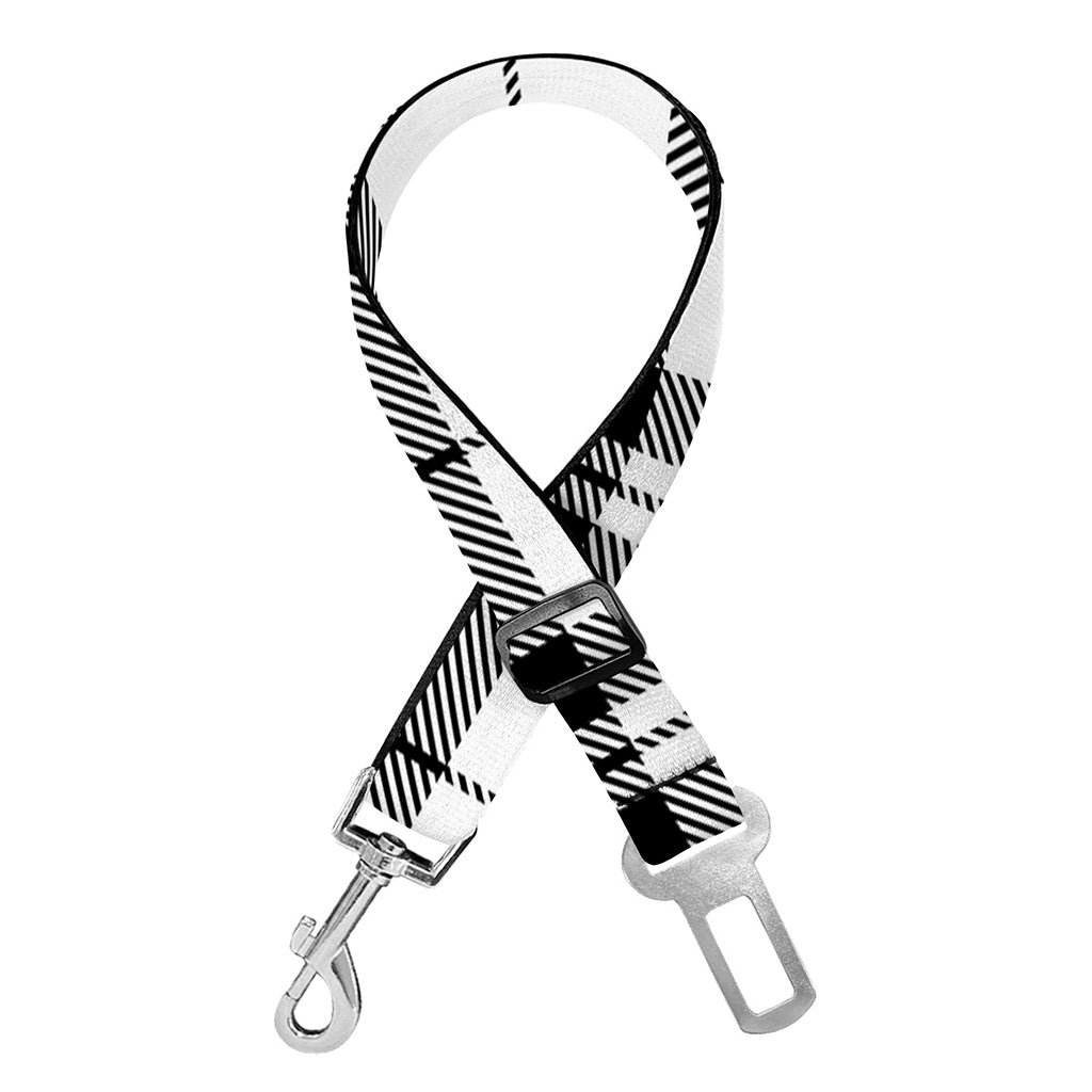 White And Black Tartan Pattern Print Dog Seat Belt