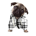 White And Black Tartan Pattern Print Dog Zip Up Hoodie