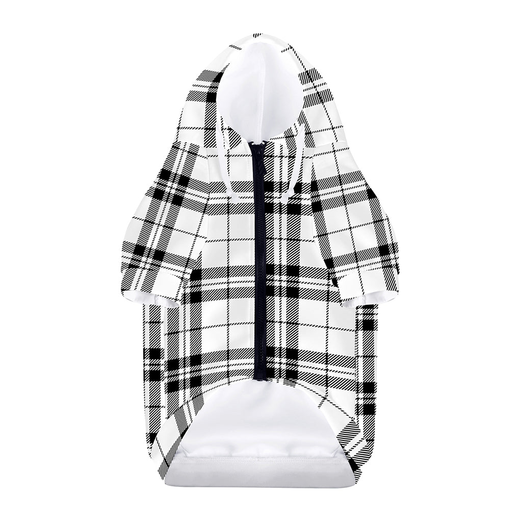 White And Black Tartan Pattern Print Dog Zip Up Hoodie