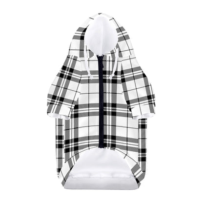 White And Black Tartan Pattern Print Dog Zip Up Hoodie
