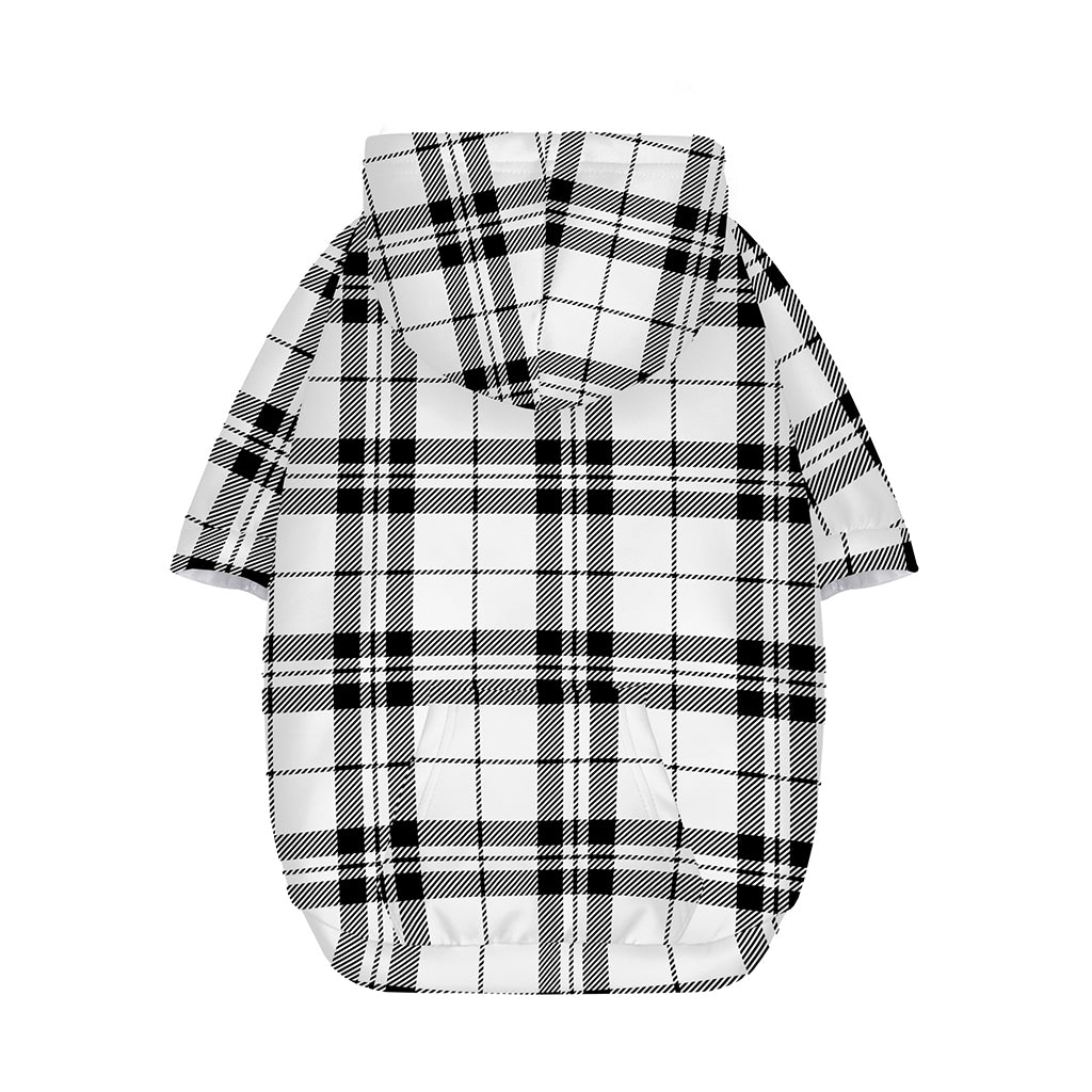 White And Black Tartan Pattern Print Dog Zip Up Hoodie