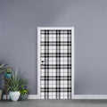 White And Black Tartan Pattern Print Door Sticker