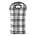 White And Black Tartan Pattern Print Double Neoprene Wine Tote