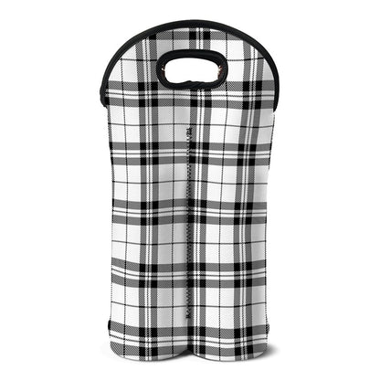 White And Black Tartan Pattern Print Double Neoprene Wine Tote