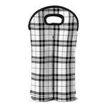 White And Black Tartan Pattern Print Double Neoprene Wine Tote