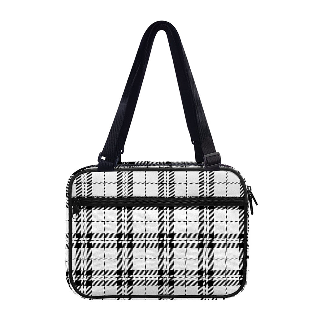 White And Black Tartan Pattern Print Double Strap Bible Bag