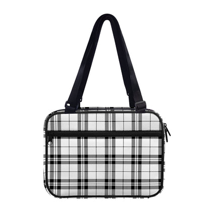 White And Black Tartan Pattern Print Double Strap Bible Bag